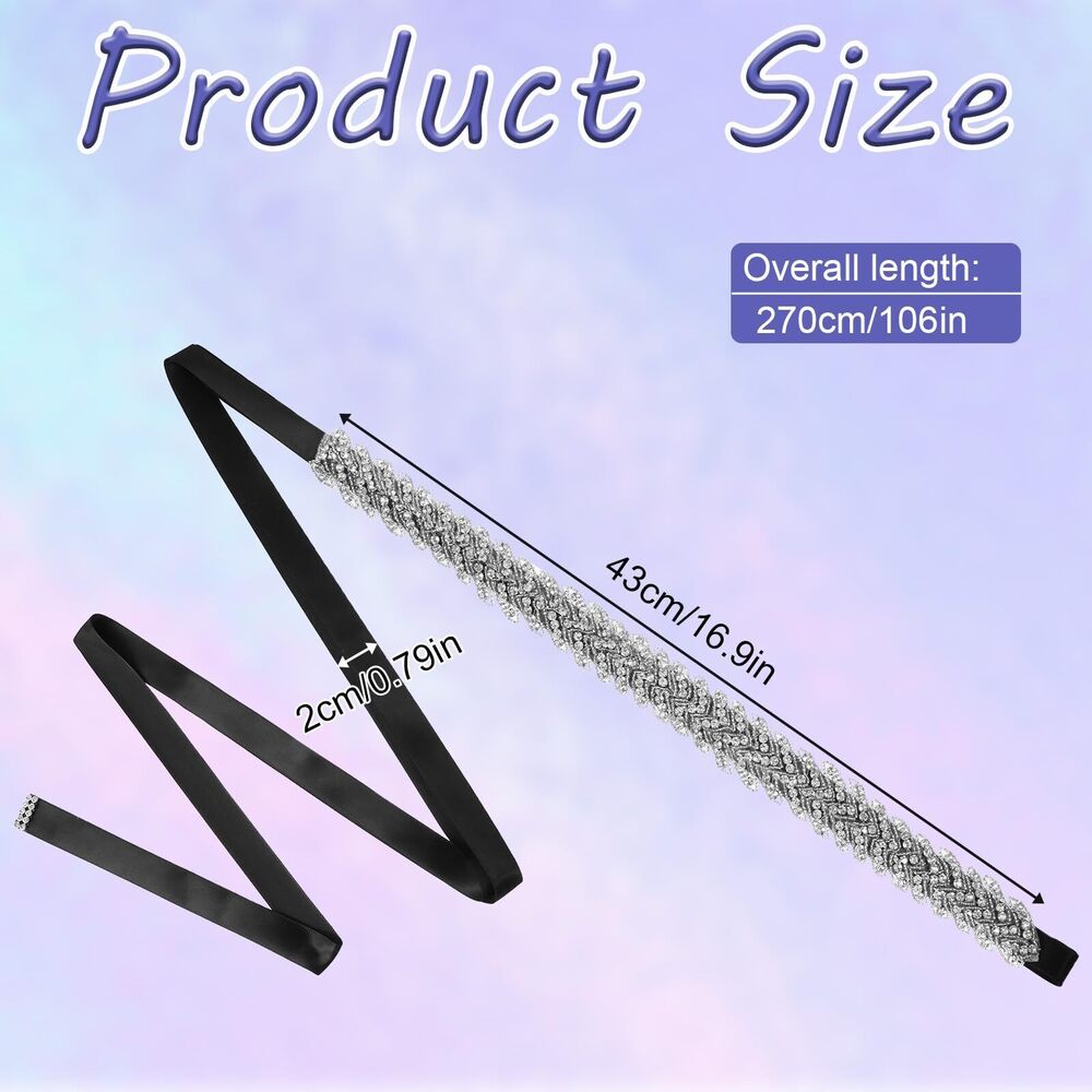 Crystal Braided Ribbon Waist Belt - Silver and Black - Picture 2 of 7
